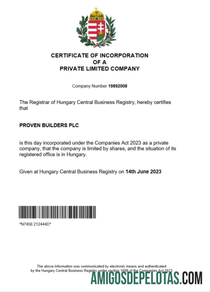 Certificado de registro realista da Hungria modelo Word e PDF